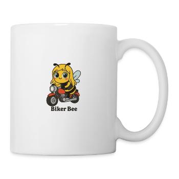 Biker Biene mit rotem Motorrad - Tasse - Weiß - Rechts