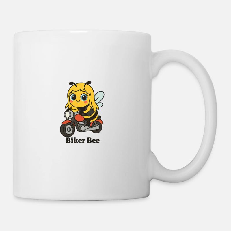 Biker bee with red motorcycle - Mug - white