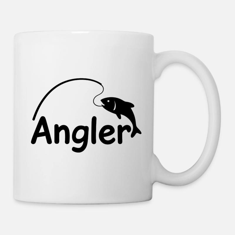 Angler mit Angel - Tasse - Weiß