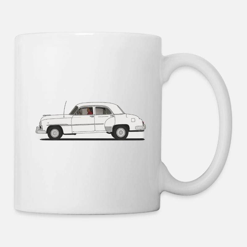Classic Retro Car in Black and White - Mug - white