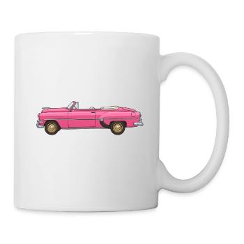Retro Vintage Pink Convertible Car - Mug - white - Right