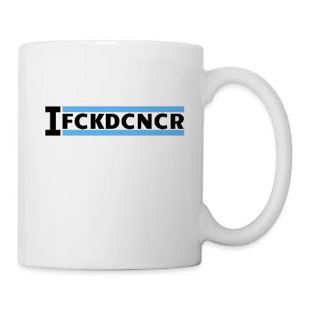 I FUCKED CANCER - Banner Blau (Prostata) - Tasse - Weiß - Rechts