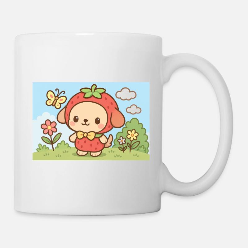 Erdbeer-Hunde-Charakter-Design - Tasse - Weiß