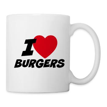 Ich liebe Burger - Tasse - Weiß - Rechts