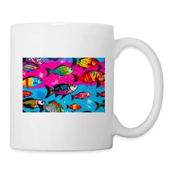 Bunte Fische auf hellen Hintergründen - Tasse - Weiß - Rechts