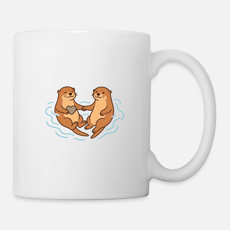 Verspielte Otter Liebe Illustration - Tasse - Weiß