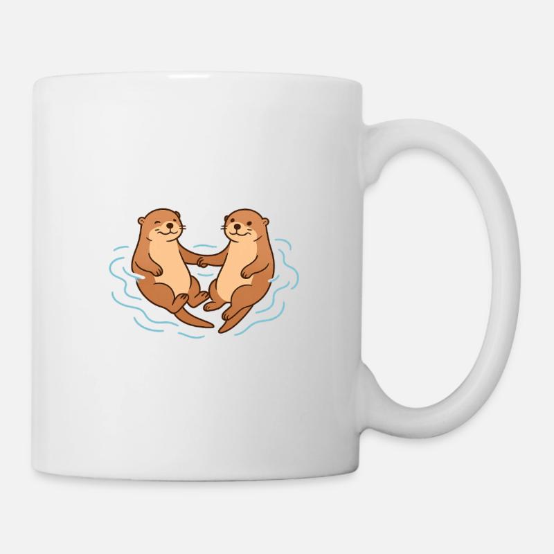 Verspielte Otter Freundschaft Illustration - Tasse - Weiß