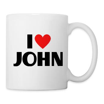 I love John Rotes Herz Liebe Fan Geschenk - Tasse - Weiß - Rechts