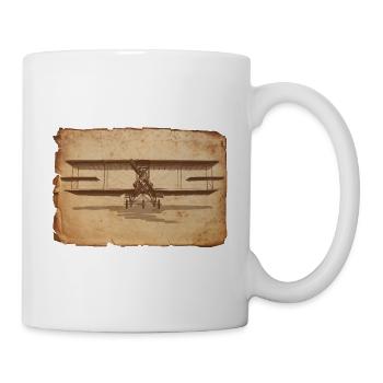 Vintage airplane illustration on scrap paper - Mug - white - Right