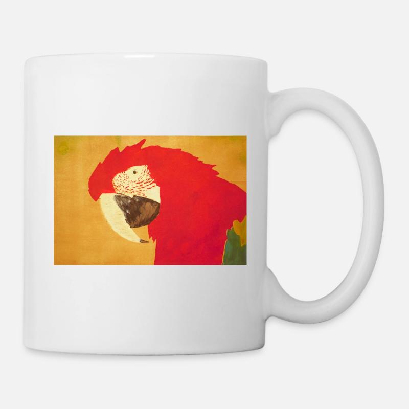 Élégante tête de perroquet avec un jeu de couleurs chaleureux - Mug blanc - blanc
