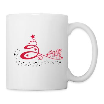 Christmas tree with stars and presents - Mug - white - Right