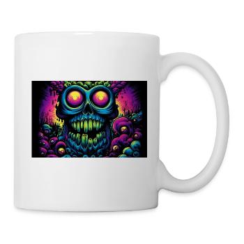 Glühender psychedelischer Schädel - Tasse - Weiß - Rechts