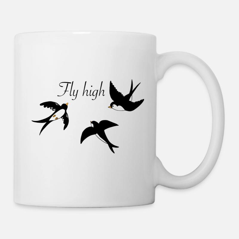 Stilvolle Schwalben im Flug mit Wolke - Tasse - Weiß