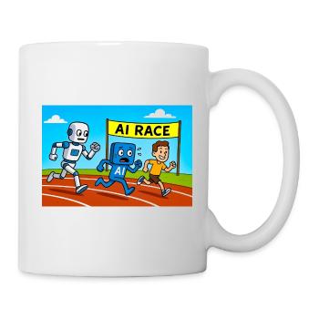 IA course course dessin animé - Mug blanc - blanc - Droite