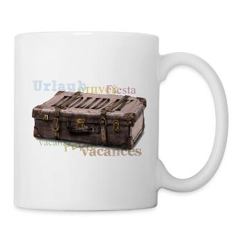 Vintage suitcase with travel vocabulary - Mug - white - Right