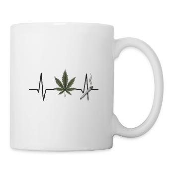 Marijuana und Herzschlag Design - Tasse - Weiß - Rechts
