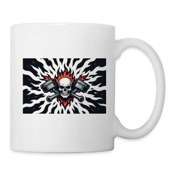 Totenschädel mit Flammen und Kolben - Tasse - Weiß - Rechts
