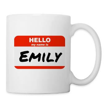 Hello My Name Is Emily Label Name Tag - Mug - white - Right
