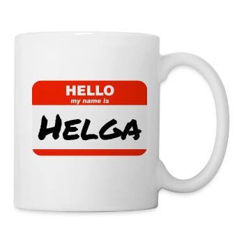 Hello My Name Is Helga Label Name Tag - Mug - white - Right