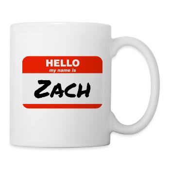 Bonjour, je m’appelle Zach Étiquette Étiquette - Mug blanc - blanc - Droite