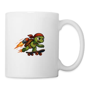 Raketenschildkröte auf dem Skateboard - Tasse - Weiß - Rechts