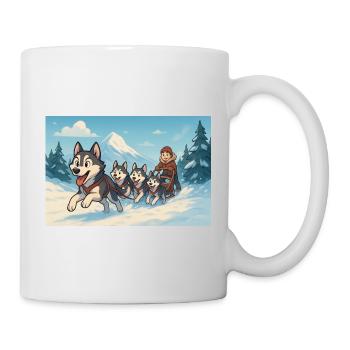 Winter Huskies Schlitten Bergrennen - Tasse - Weiß - Rechts