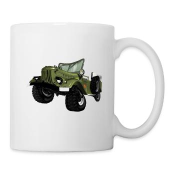 Olivgrüner Offroad Auto Druck - Tasse - Weiß - Rechts