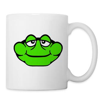 Frosch Kröte lächelt lustig Comic glücklich Cool - Tasse - Weiß - Rechts
