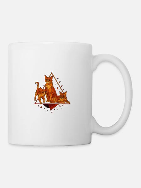 Geometric cats in diamond frame - Mug - white