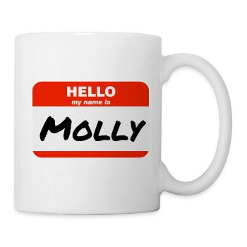 Hello My Name Is Molly Etikett Namensschild - Tasse - Weiß - Rechts