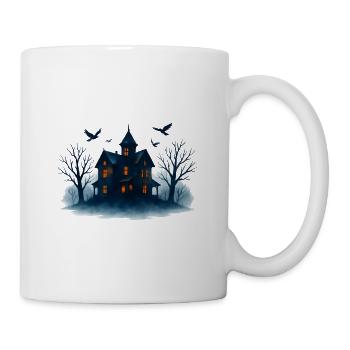 Blaues Spukhaus im Mondlicht - Tasse - Weiß - Rechts