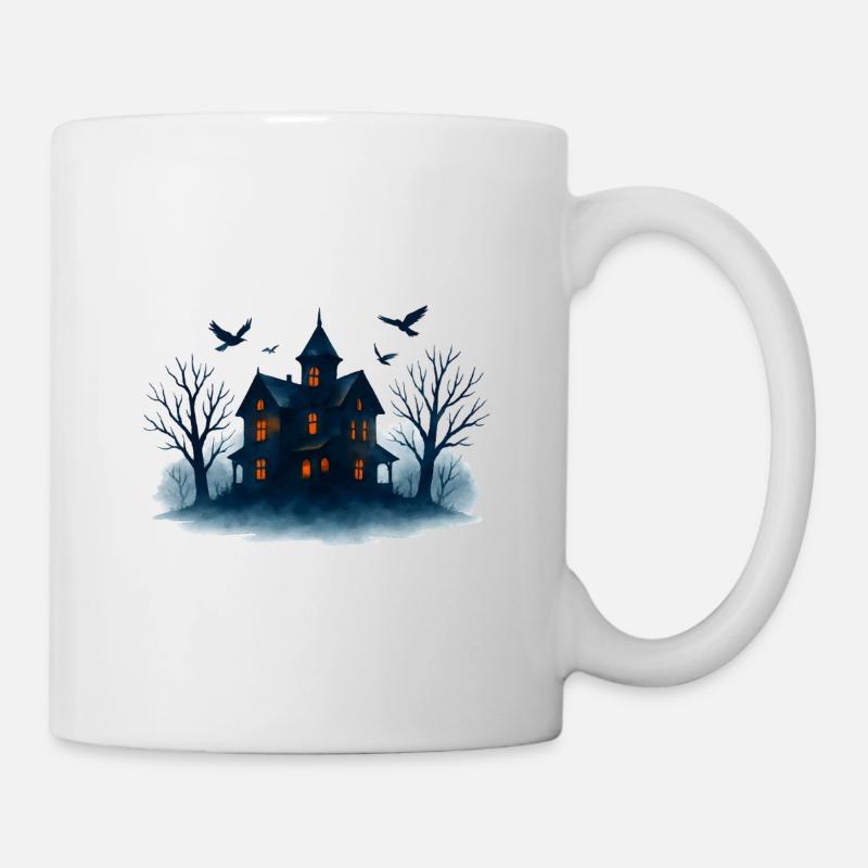 Blue Haunted House in the Moonlight - Mug - white