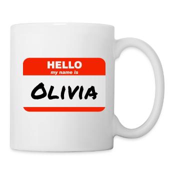 Hello My Name Is Olivia Label Name Tag - Mug - white - Right