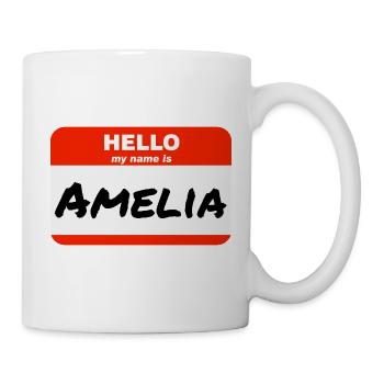 Hello My Name Is Amelia Etikett Namensschild - Tasse - Weiß - Rechts