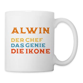 Alwin Vorname - Personalisiert Chef Ikone - Tasse - Weiß - Rechts