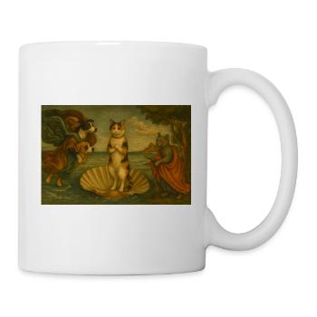 Cats on Shell Stage in Painting Style - Mug - white - Right
