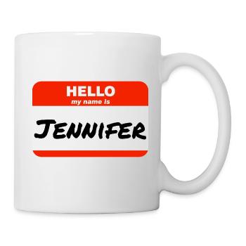 Hello My Name Is Jennifer Etikett Namensschild - Tasse - Weiß - Rechts