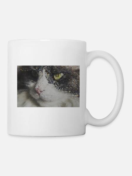 Pixel Cat Mosaic Portrait - Mug - white
