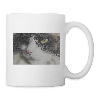 Katzenporträt Mosaik - Tasse - Weiß - Rechts