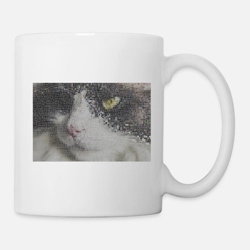 Mosaïque de portrait de chat - Mug blanc - blanc