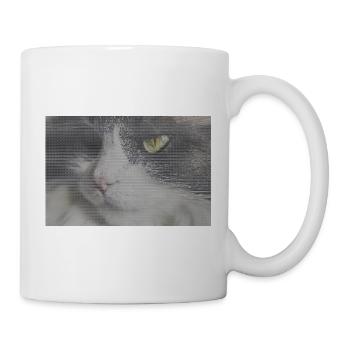 Katzenporträt im Glitch-Look - Tasse - Weiß - Rechts