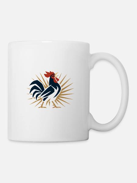 Hahn Sonne Volkskunst - Tasse - Weiß