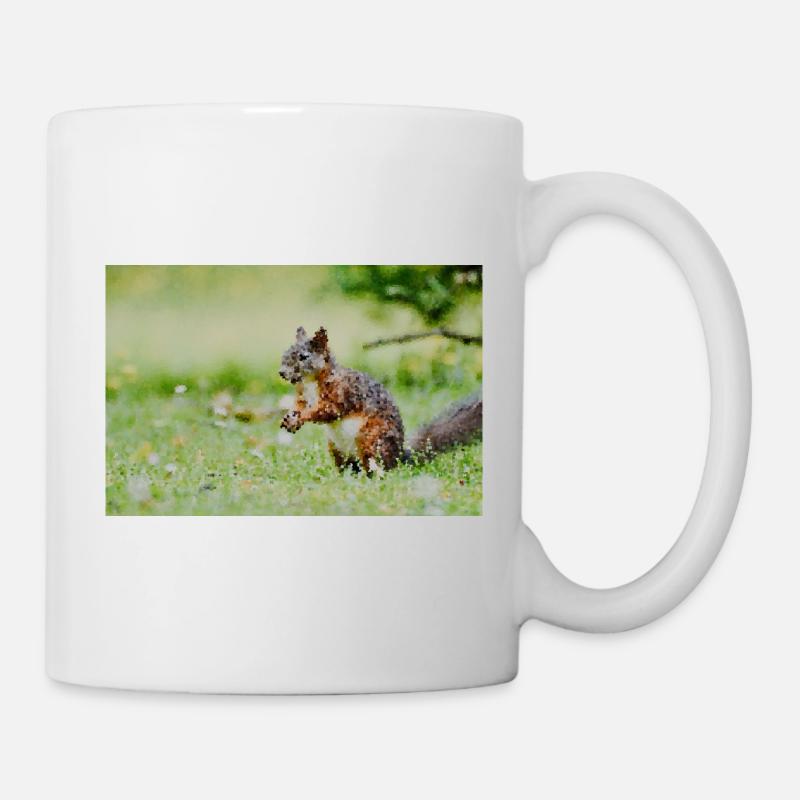 Squirrel Mosaic in the grass field - Mug - white