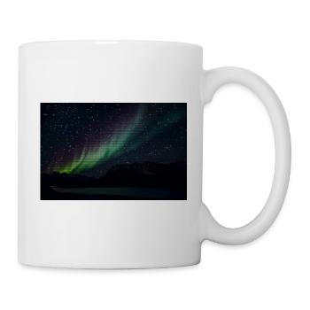 Northern Lights over Silent Mountain Lake with Triangle Pattern - Mug - white - Right