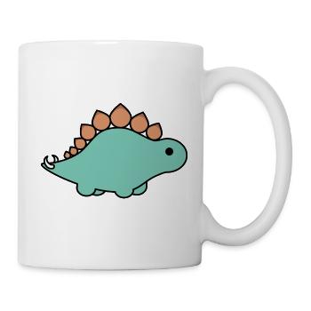 Türkiser Stegosaurus Cartoon - Tasse - Weiß - Rechts