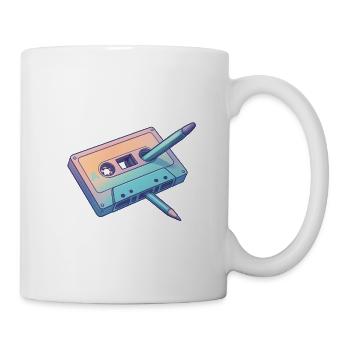 Retro Pastell Bleistift Kassette - Tasse - Weiß - Rechts