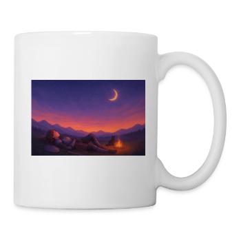 Moonlit Night Knight by the Fire - Mug - white - Right