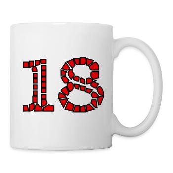 18. 18 YEARS OLD. 18th ANNIVERSARY. 18 BIRTHDAY. - Mug - white - Right