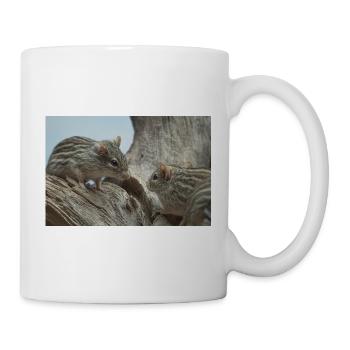 Two small rodents with striped fur face - Mug - white - Right