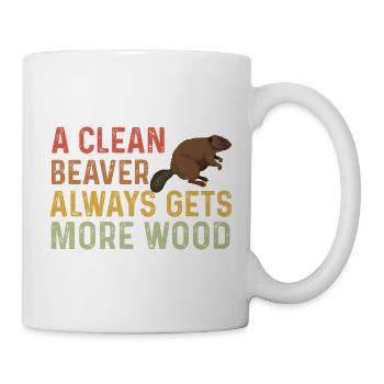Un castor propre obtient plus de bois - Mug blanc - blanc - Droite